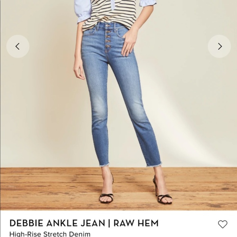 Veronica Beard Debbie Denim High Rise Skinny Jeans Raw Hem